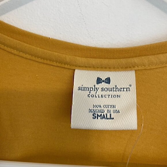 NEW NWT SIMPLY SOUTHERN Lake Life Tank Mustard Yellow Graphic Preppy Cotton sz S - Picture 5 of 11